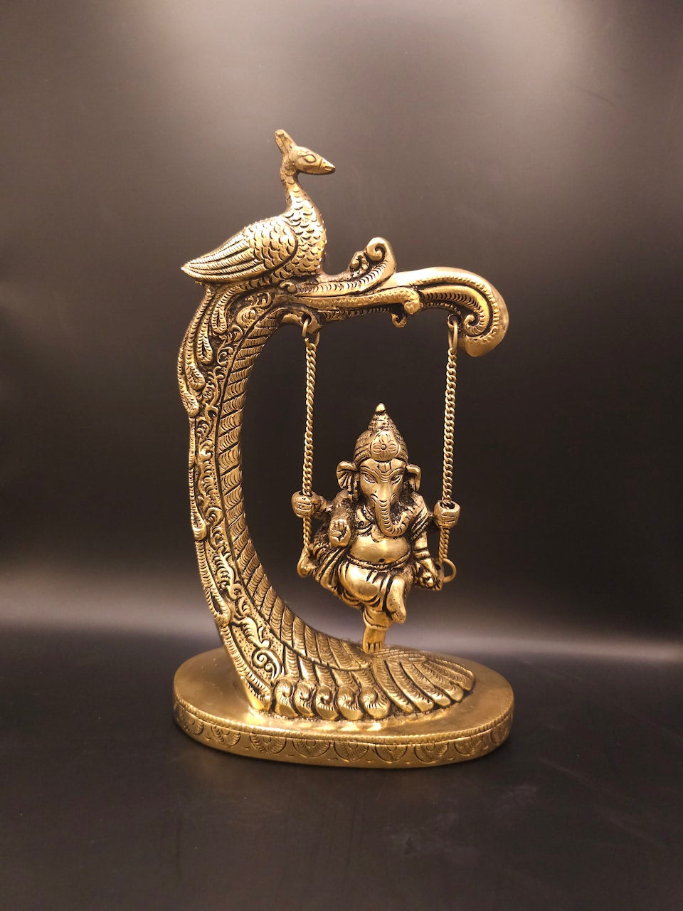Antique Brass Ganesha Idol on a Swing