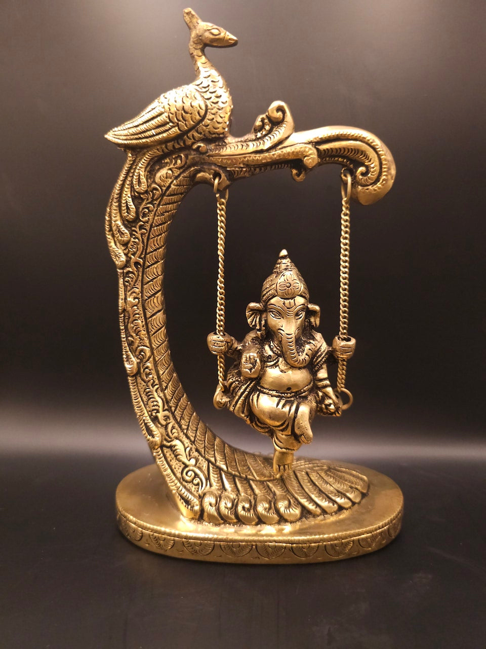 Antique Brass Ganesha Idol on a Swing
