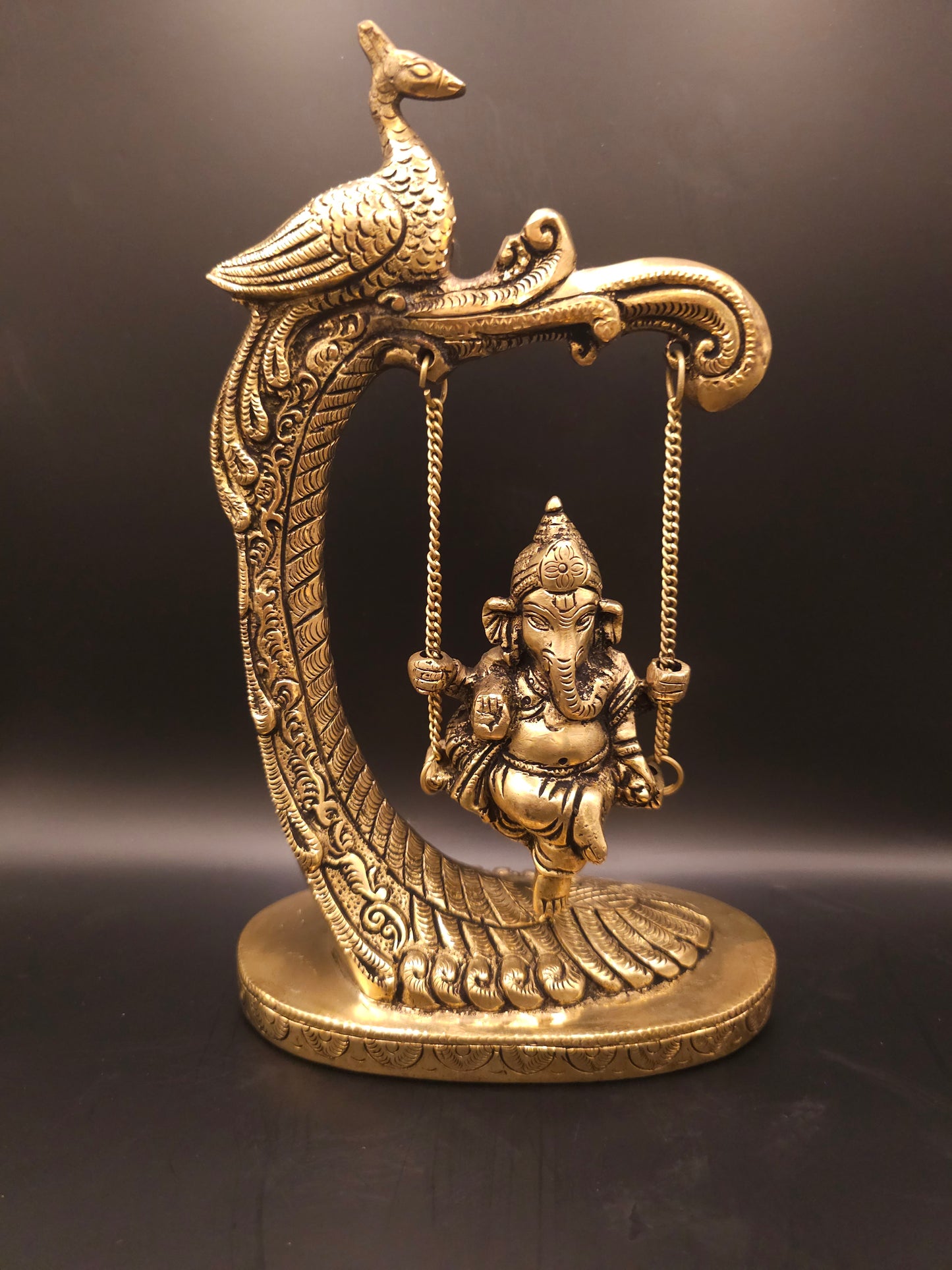 Antique Brass Ganesha Idol on a Swing