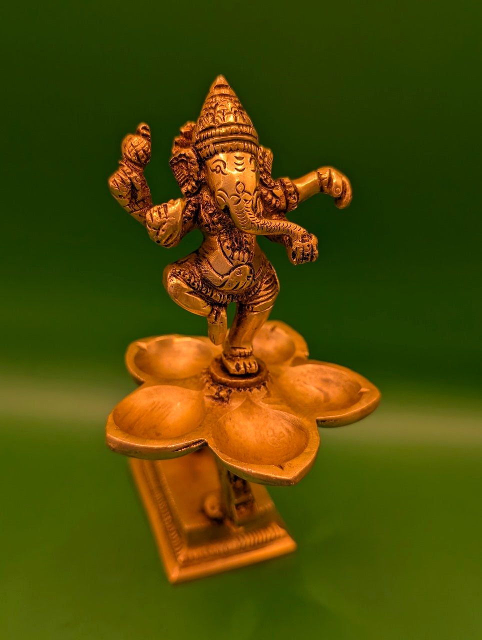 Dancing Ganesha with Five Lamps – Divine Decorative Piece
