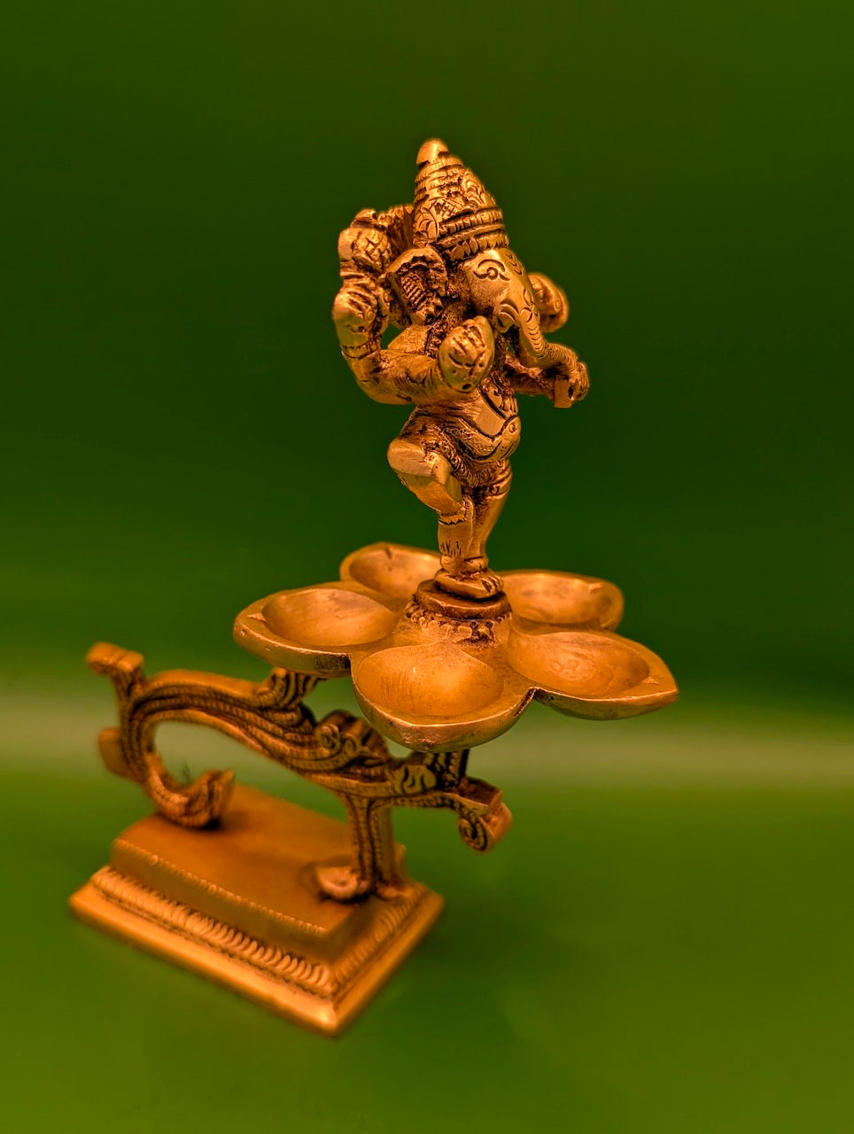 Dancing Ganesha with Five Lamps – Divine Decorative Piece