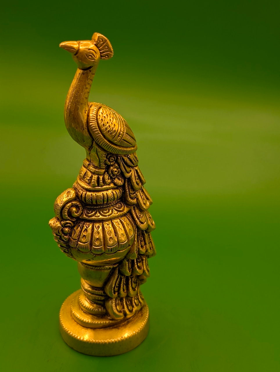 Brass Peacock Sitting on a Beautiful Stand – Elegant Home Decor
