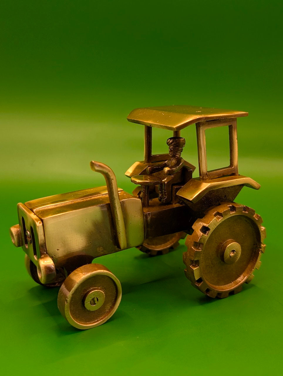 Antique Finish Brass Tractor with Human Figurine – Unique Collectible