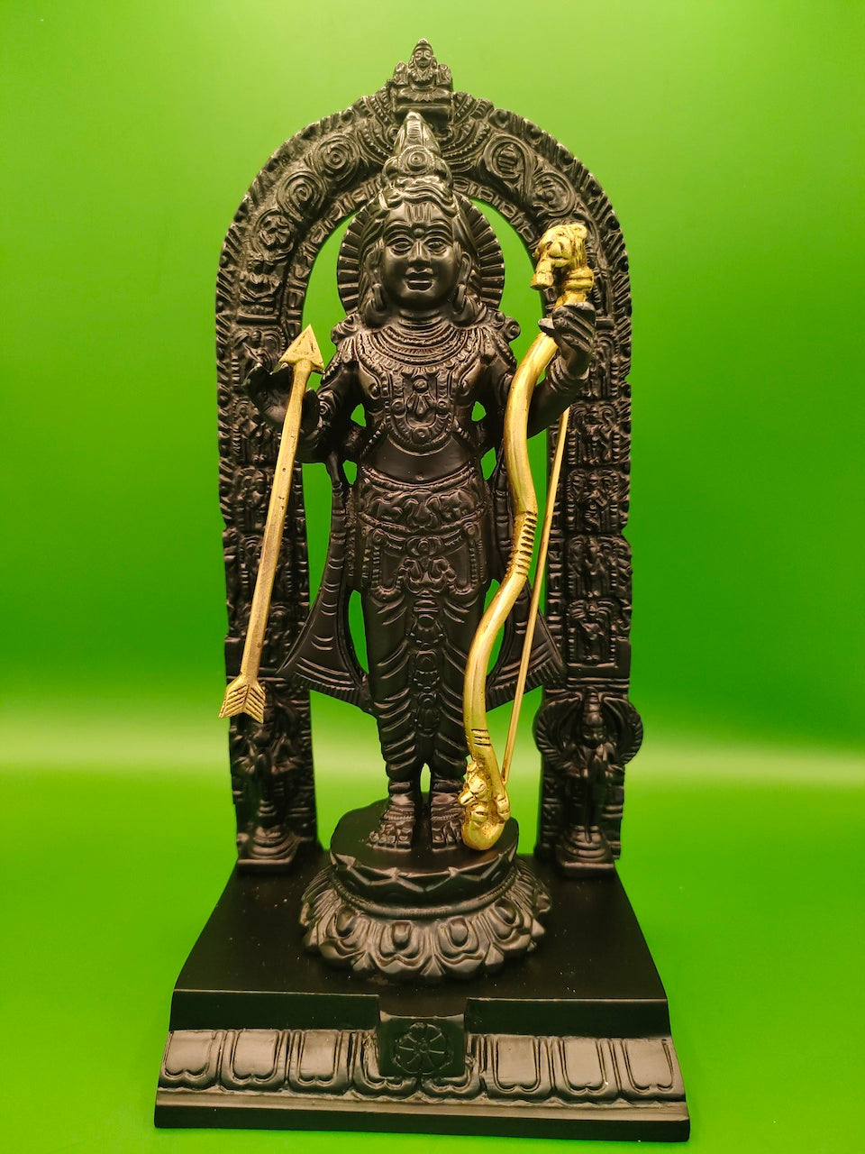 Ram Lalla Black Brass Statue with Bronze and Gold Finish