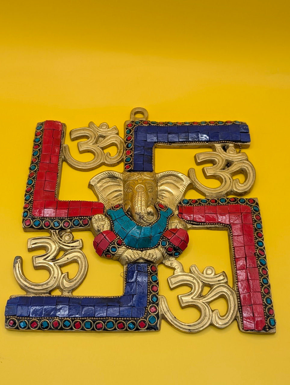 Om Swastik with Ganesha – Brass Wall Decor
